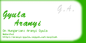 gyula aranyi business card